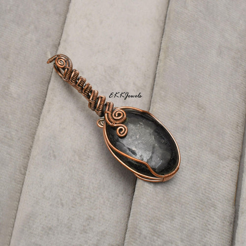 EkkJewels Nuummite Pendant Handmade Copper Wire Wrapped Necklace Jewelry