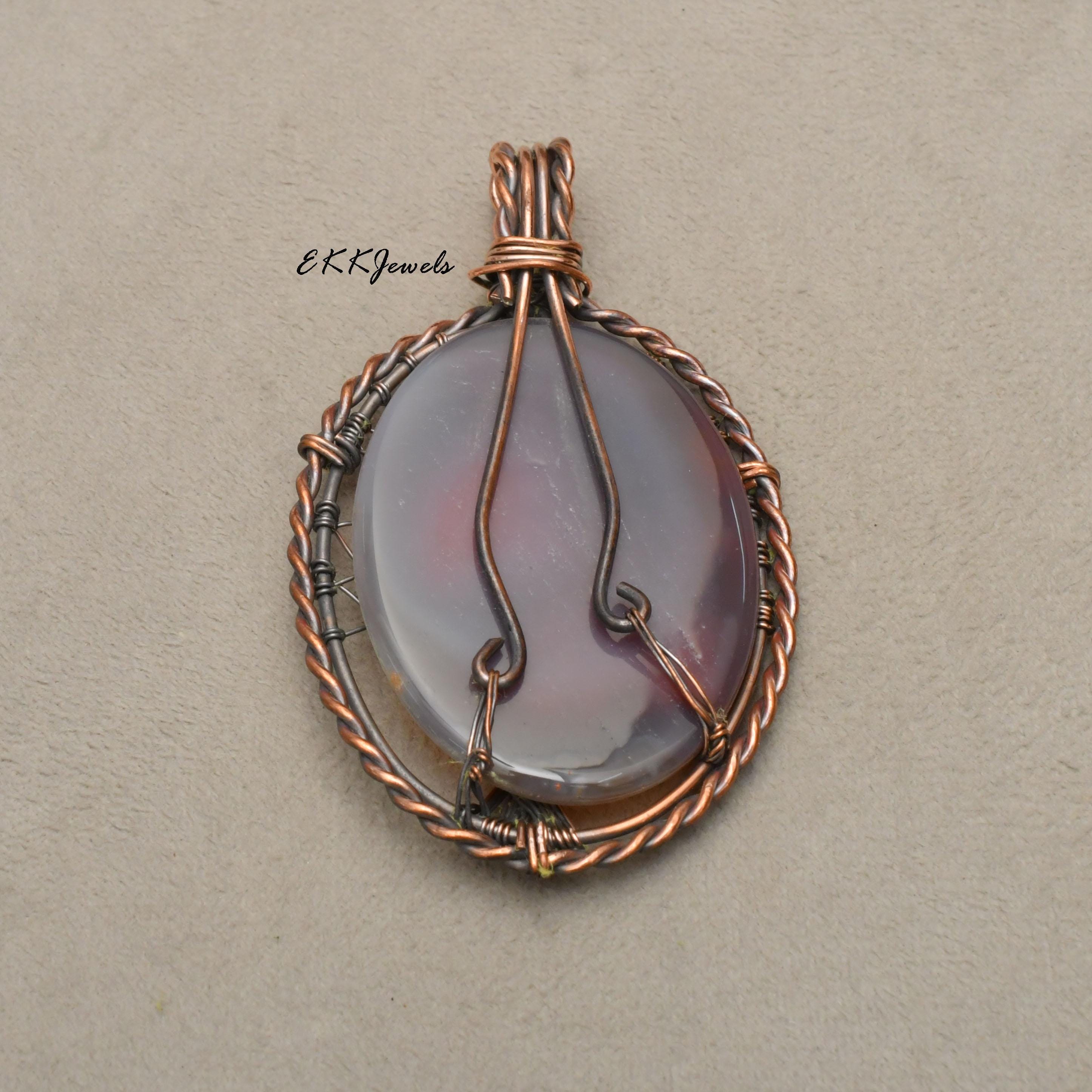 Handmade Botswana Agate Tree of Life Copper Pendant Necklace Jewelry