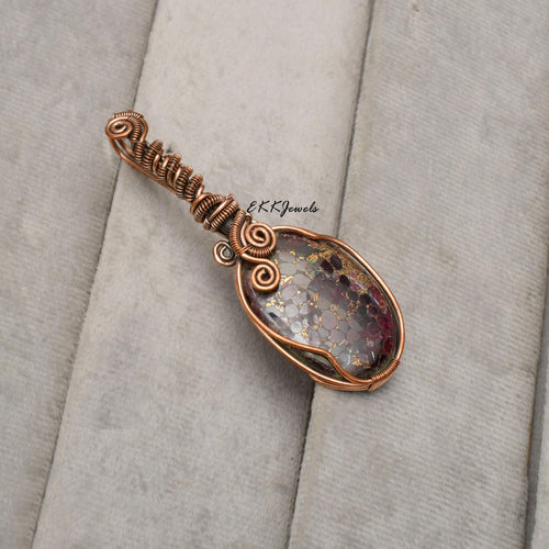 EkkJewels Handmade Copper Wire Wrapped Garnet Pendant Necklace