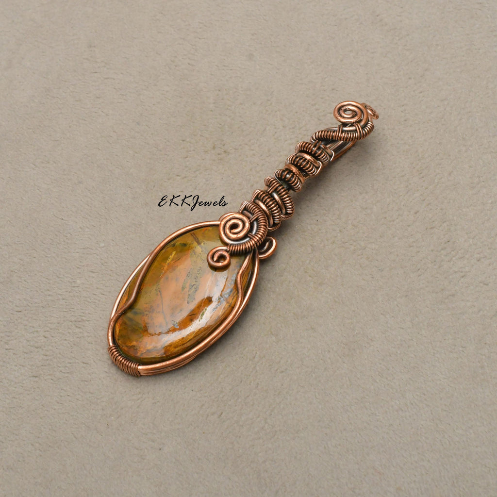 EkkJewels Neelite Gemstone Pendant Handmade Copper Wire Wrapped Necklace