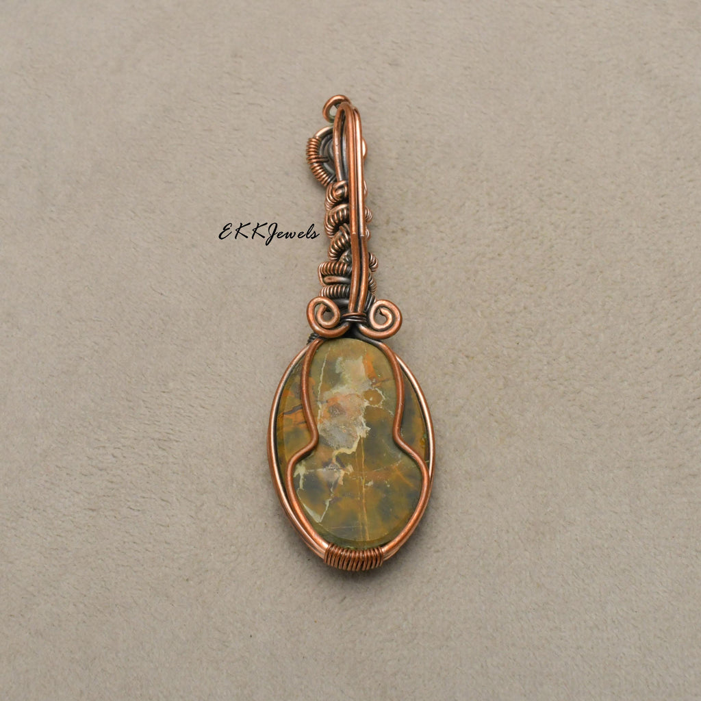 EkkJewels Neelite Gemstone Pendant Handmade Copper Wire Wrapped Necklace