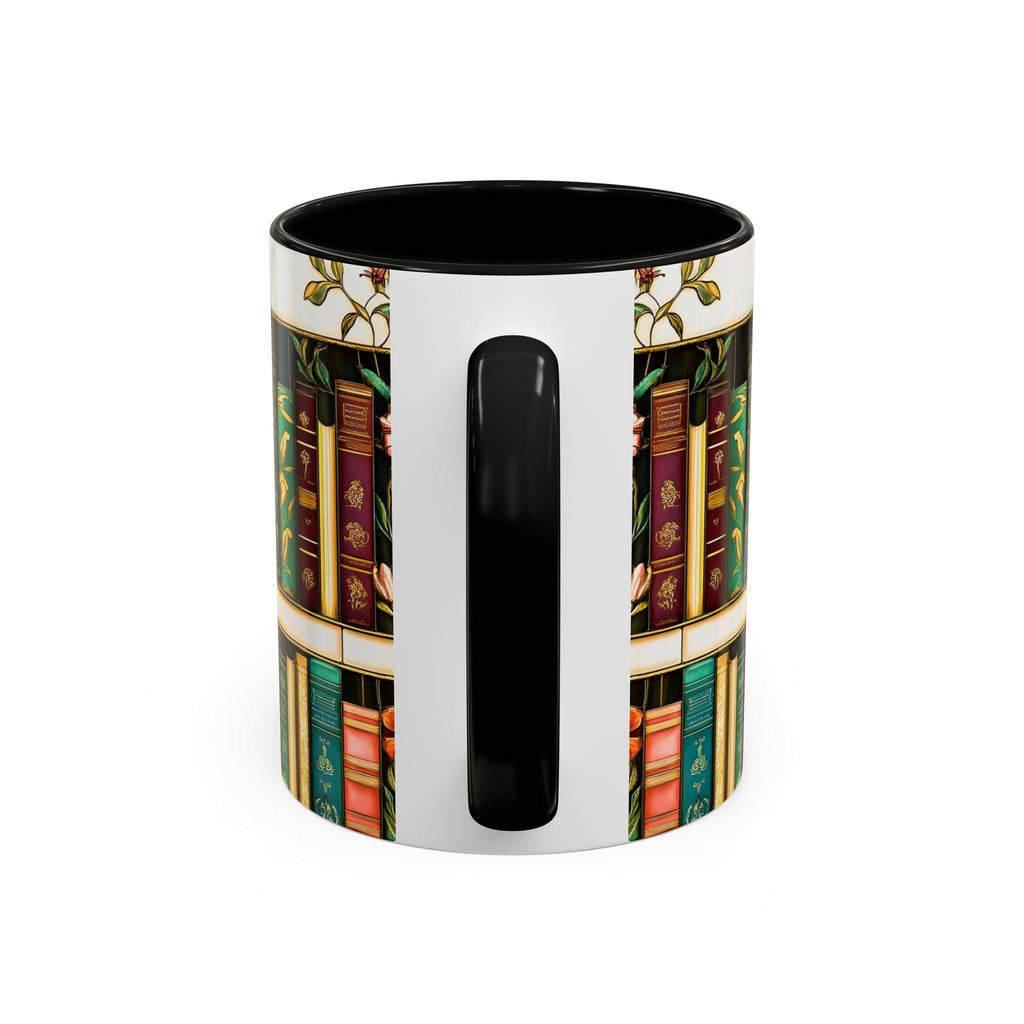 LELORESTORE Floral Bookshelf Stained Glass Ceramic Mug Book Lover Gift