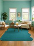 RugverseCreations Wavy Scalloped Hand Tufted Area Rug Deep Teal