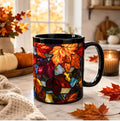 LELORESTORE Faux Stained Glass Fall Maple Leaves Ceramic Mug