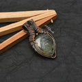 Handmade Copper Wire Wrapped Prehnite Pendant Necklace Jewelry