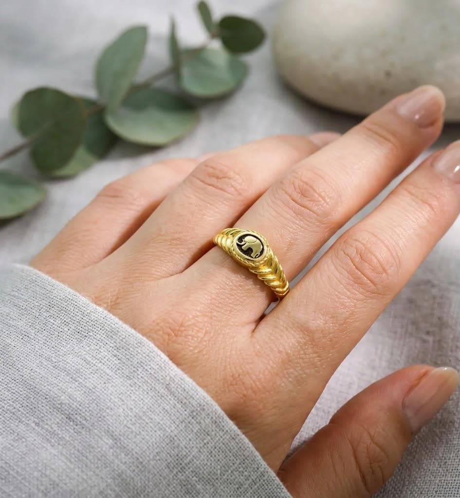 SilverGoldandRose Sterling Silver Elephant Ring Good Luck Charm 925