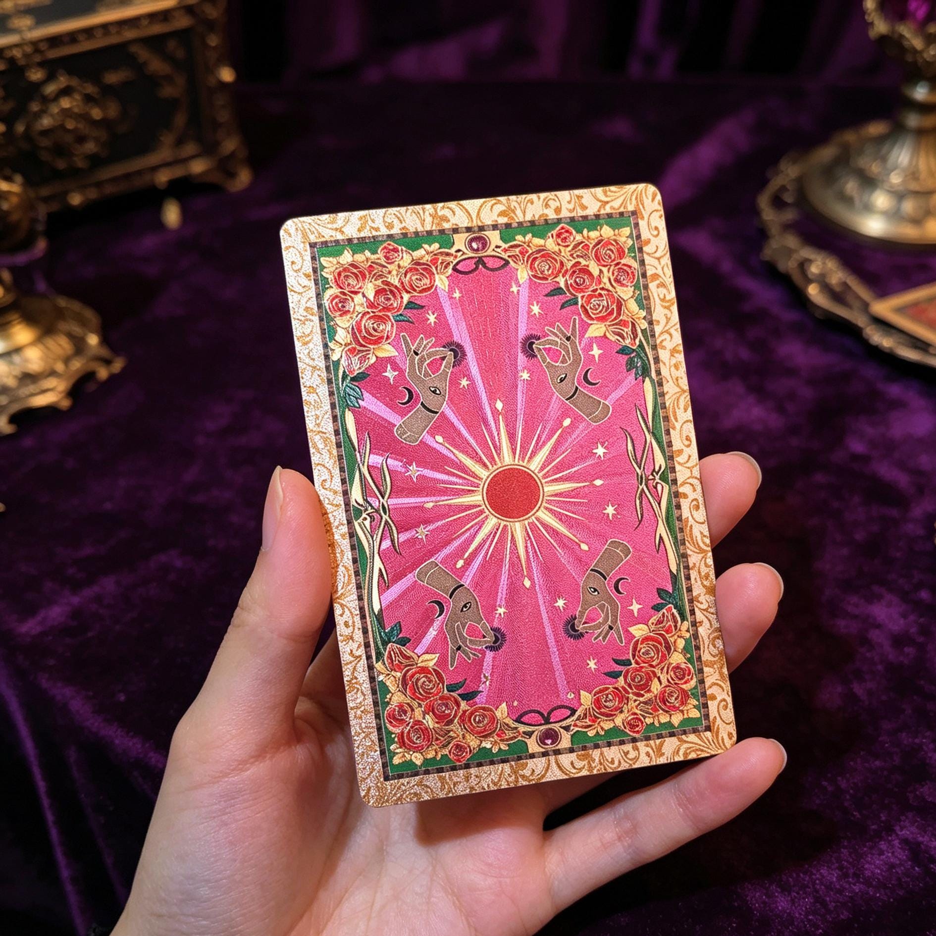 Pink Gothic Tarot Deck Rider Waite Inspired Waterproof Cards