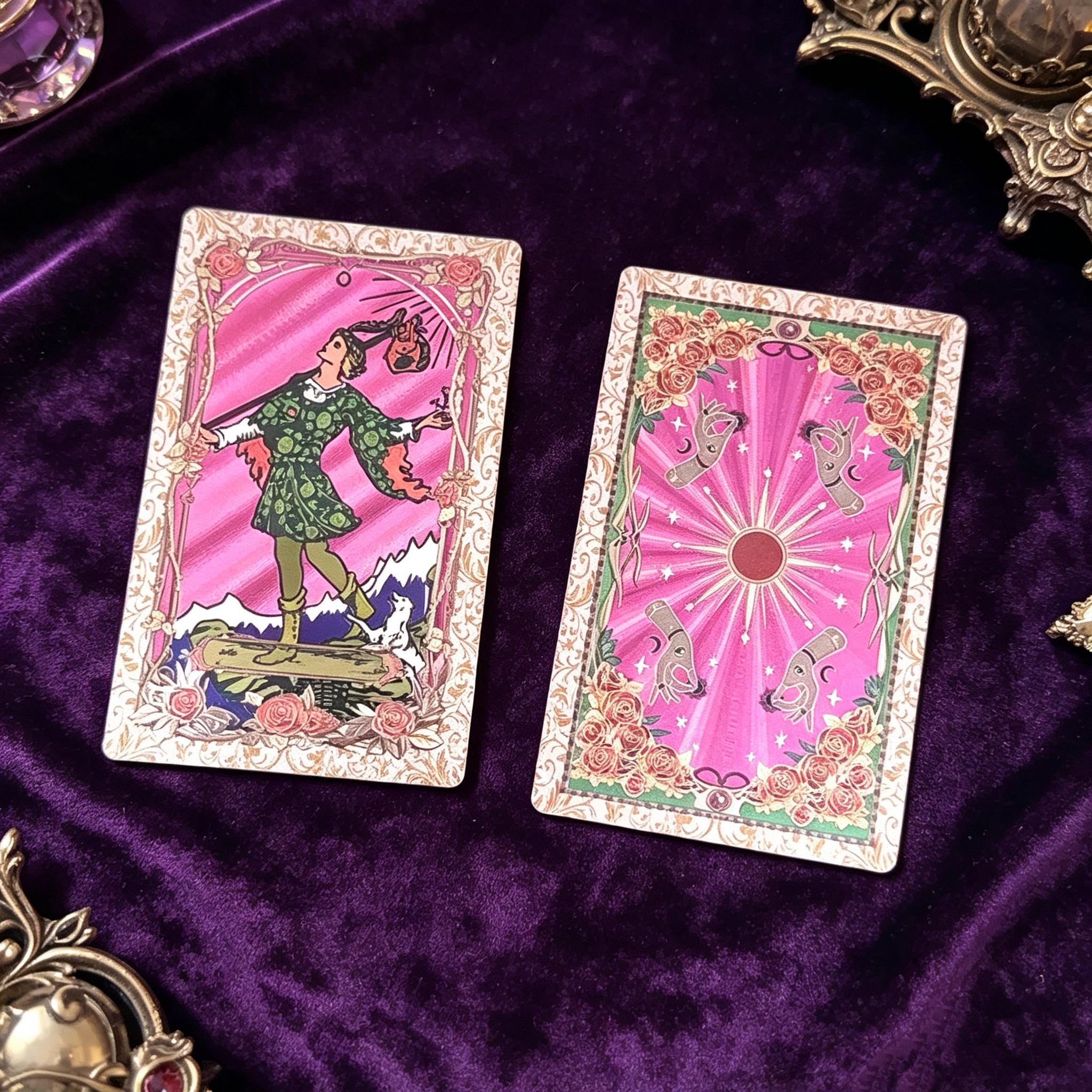 Pink Gothic Tarot Deck Rider Waite Inspired Waterproof Cards