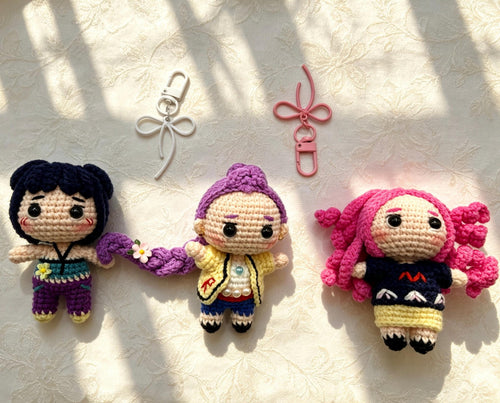 CrochetRecipe Handmade Amigurumi K-Pop Girl Keychain 3in Cotton
