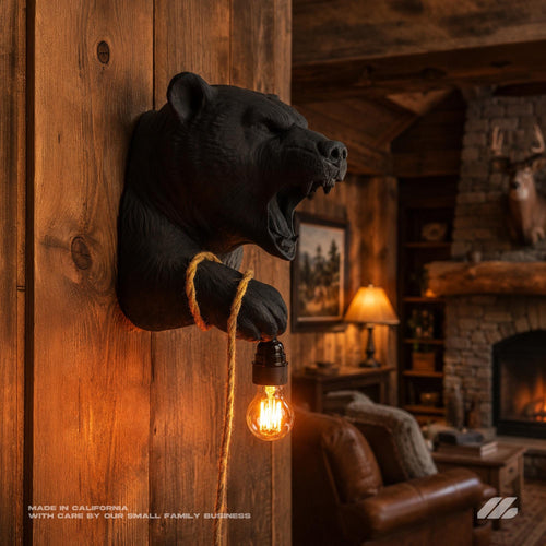 April16studio Black Bear Wall Lamp 3D Printed Night Light Black