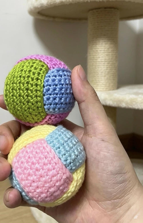 CrochetRecipe Handmade Crochet Cat Balls 2.5in Cotton Pet Toys