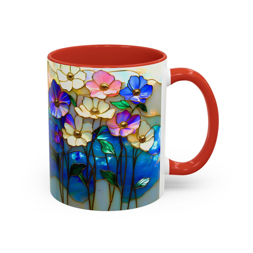 LELORESTORE Stained Glass Style Floral Mug 11oz Wildflower Coffee Cup