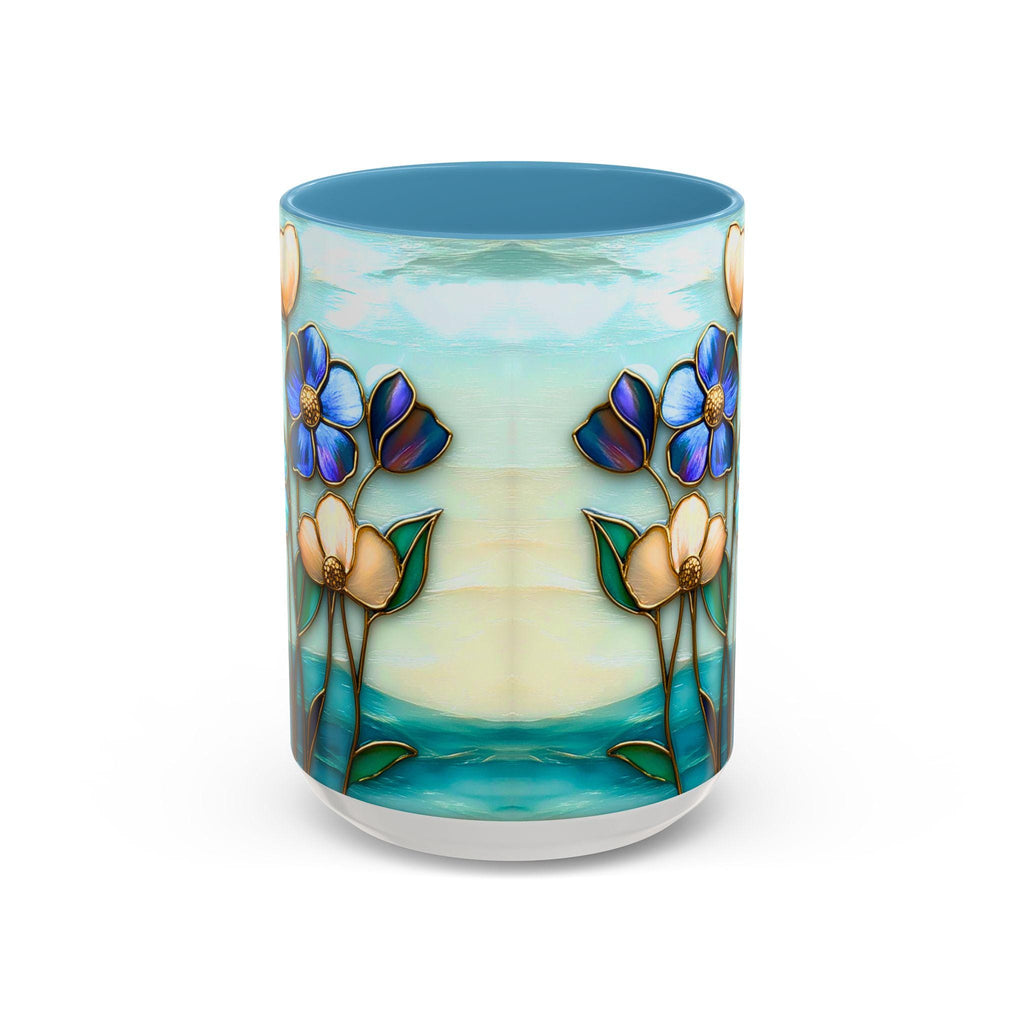 LELORESTORE Stained Glass Style Floral Mug 11oz 15oz