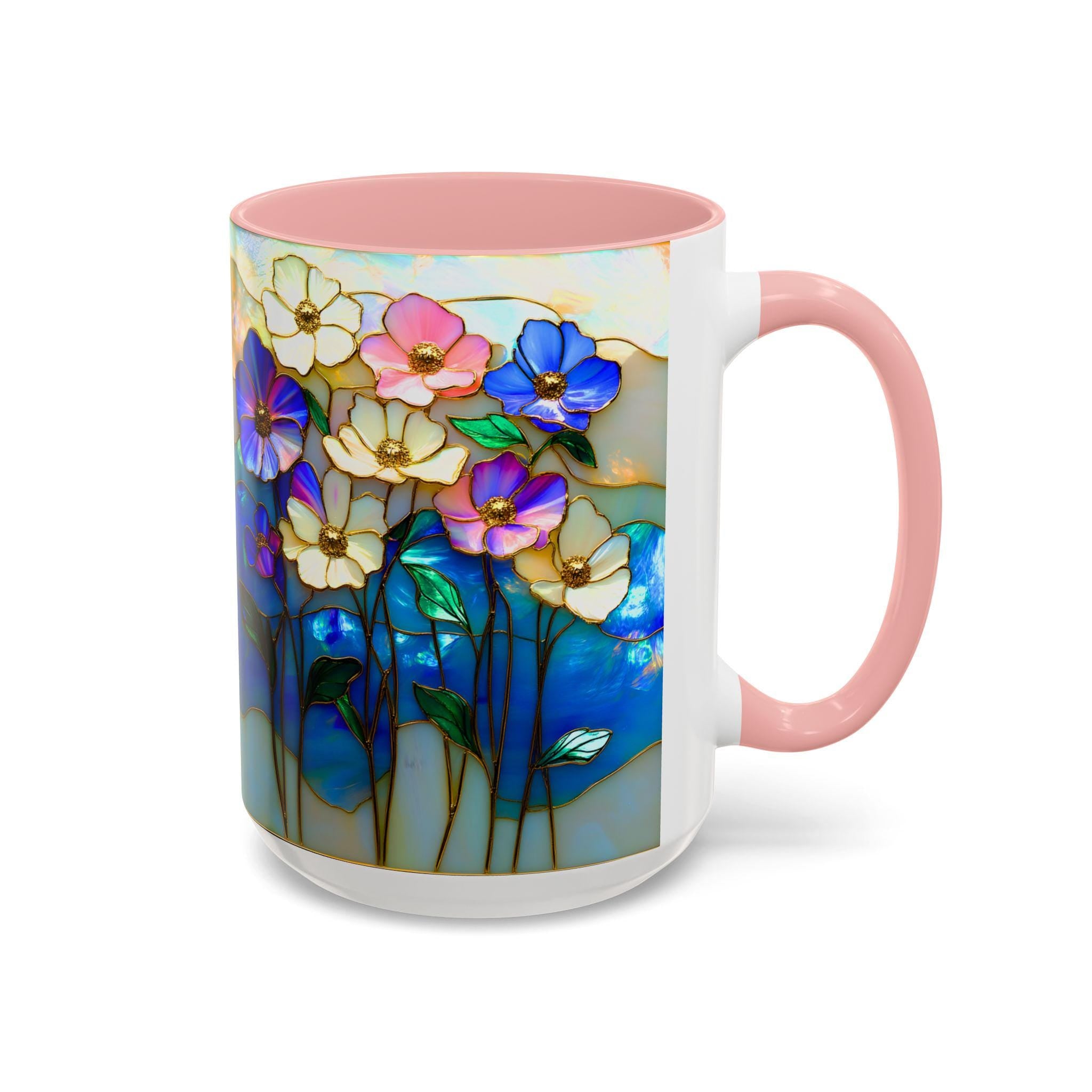 LELORESTORE Stained Glass Style Floral Mug 11oz Wildflower Coffee Cup