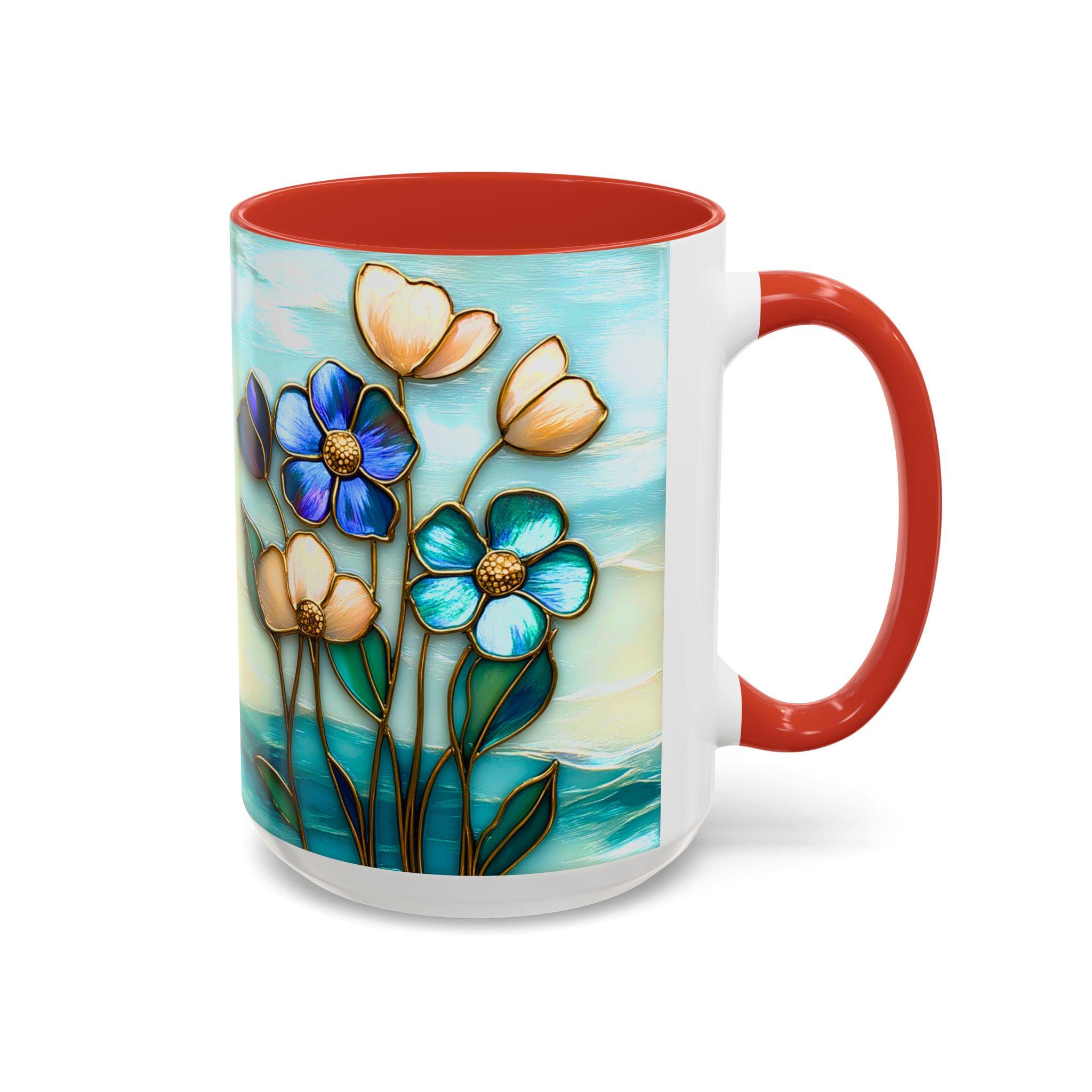LELORESTORE Stained Glass Style Floral Mug 11oz 15oz