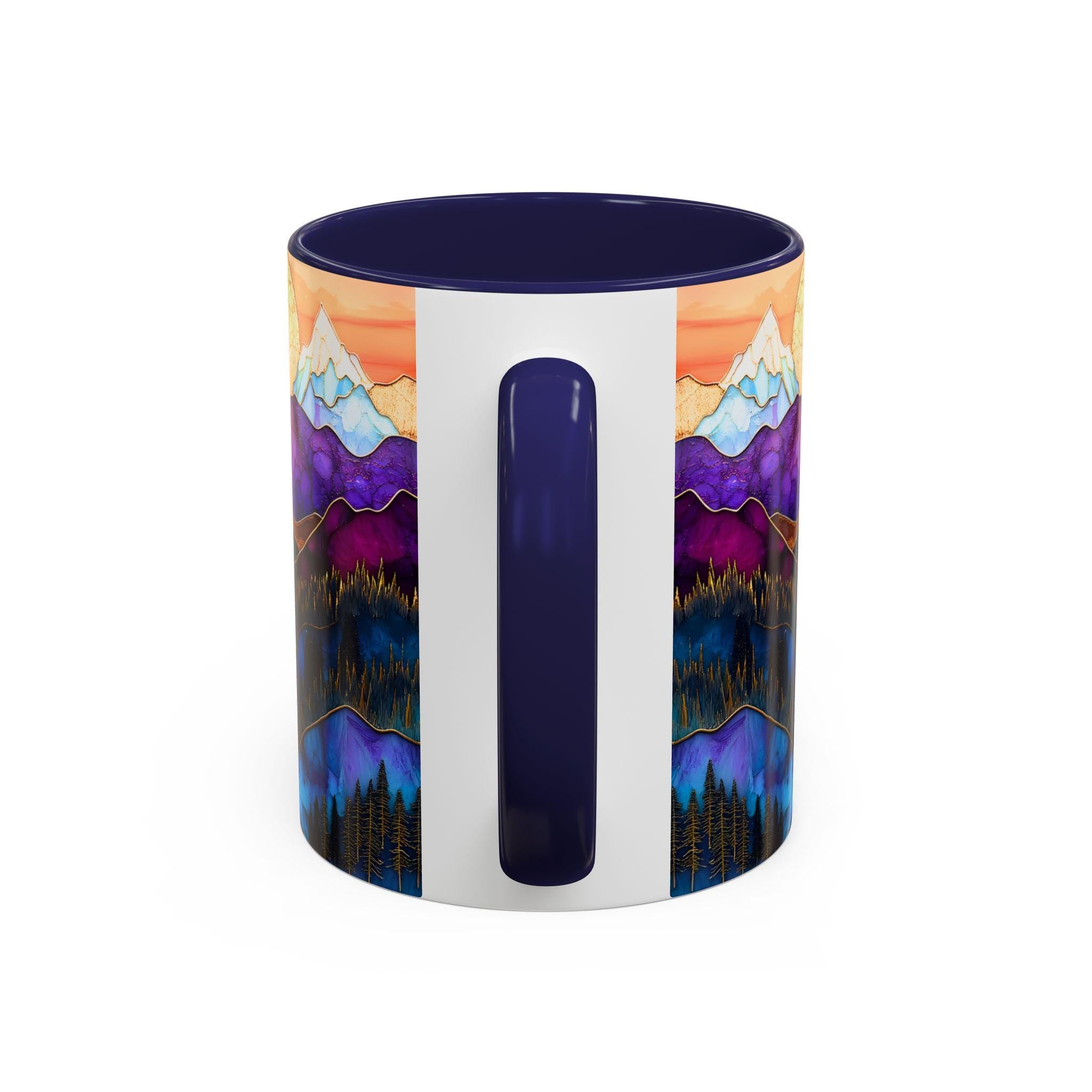 LELORESTORE Faux Stained Glass Mountain Landscape Ceramic Coffee Mug
