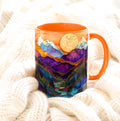 LELORESTORE Faux Stained Glass Mountain Landscape Ceramic Coffee Mug