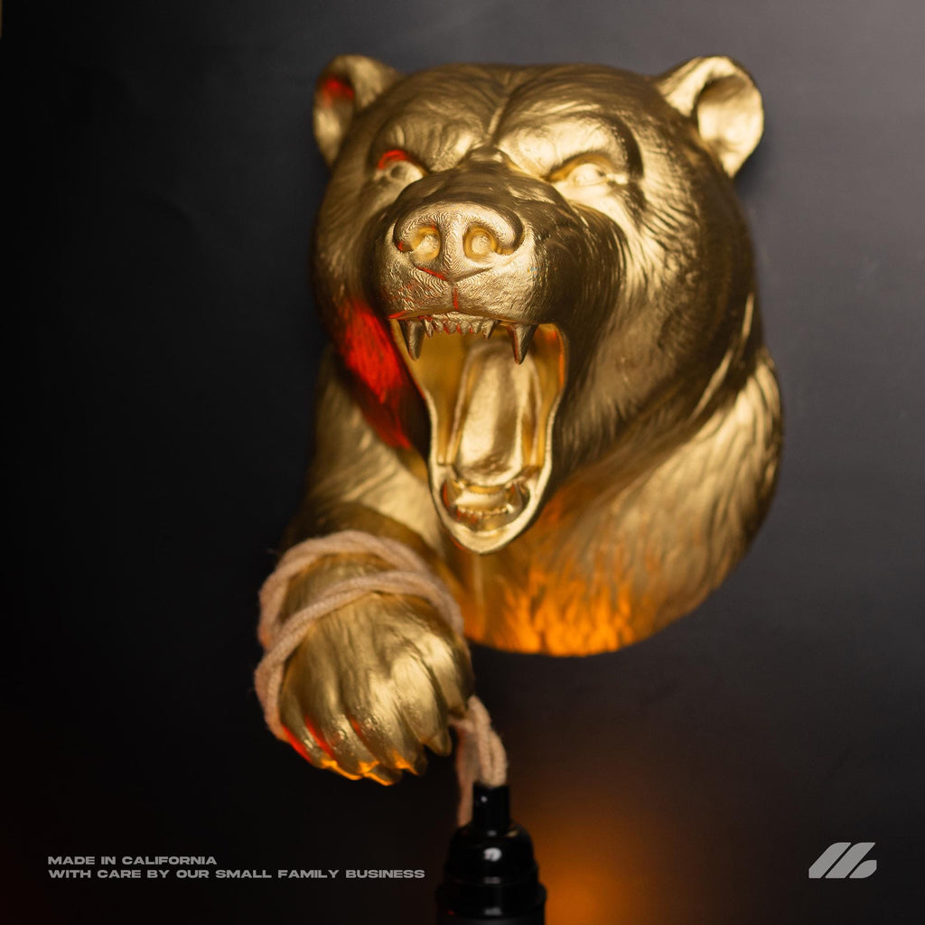 April16studio Gold Bear Wall Lamp WildlifeSculpture Sconce 12in