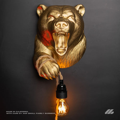 April16studio Gold Bear Wall Lamp WildlifeSculpture Sconce 12in