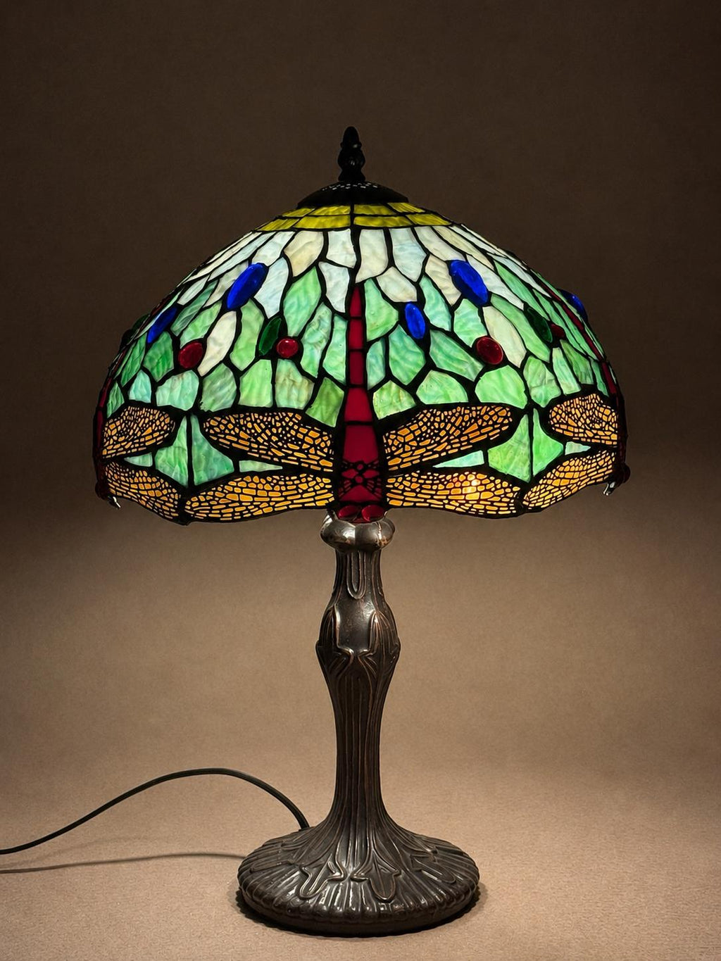 U2Antique Dragonfly Tiffany Table Lamp