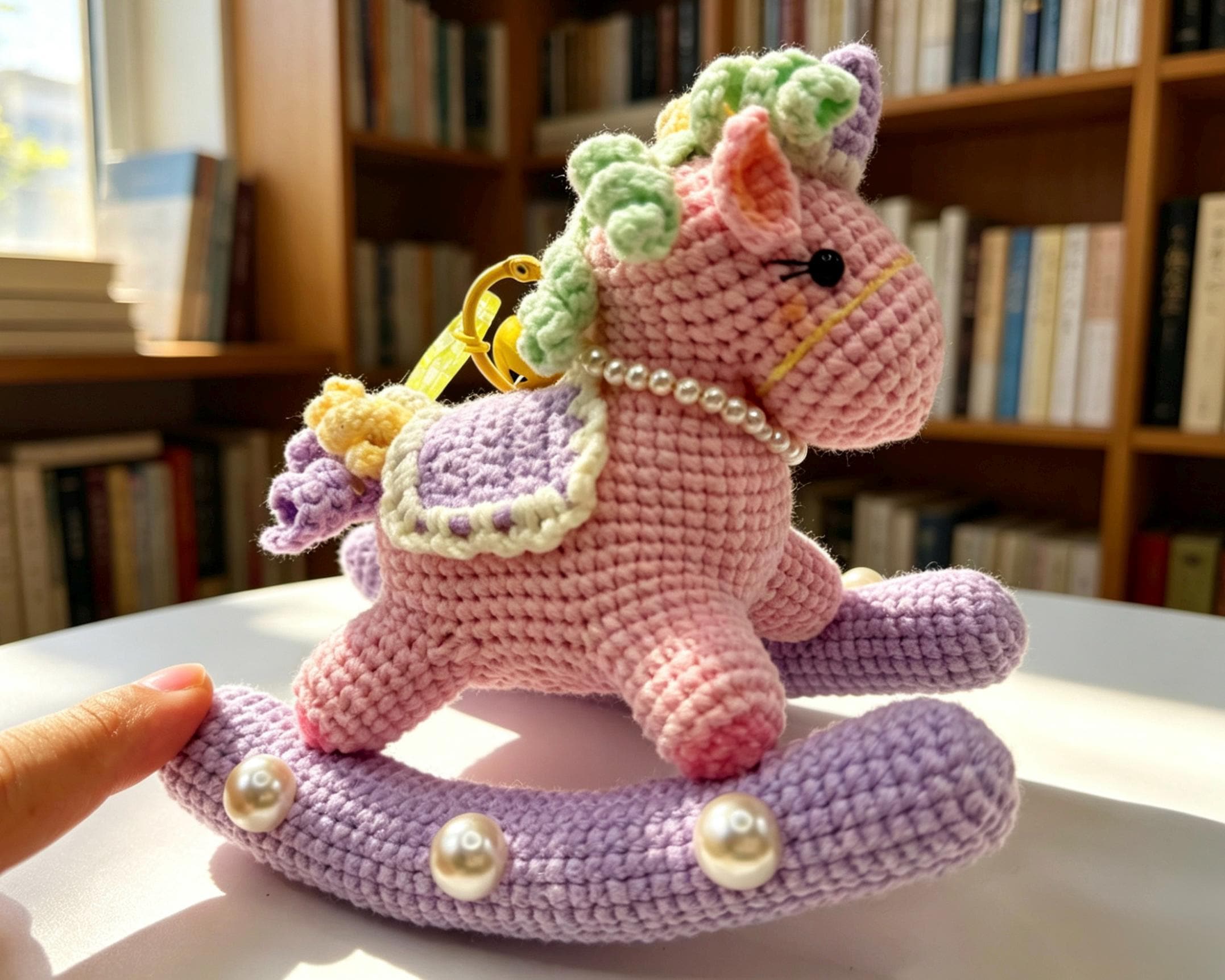 CrochetRecipe Handmade Crochet Rocking Unicorn Toy 7in Pink