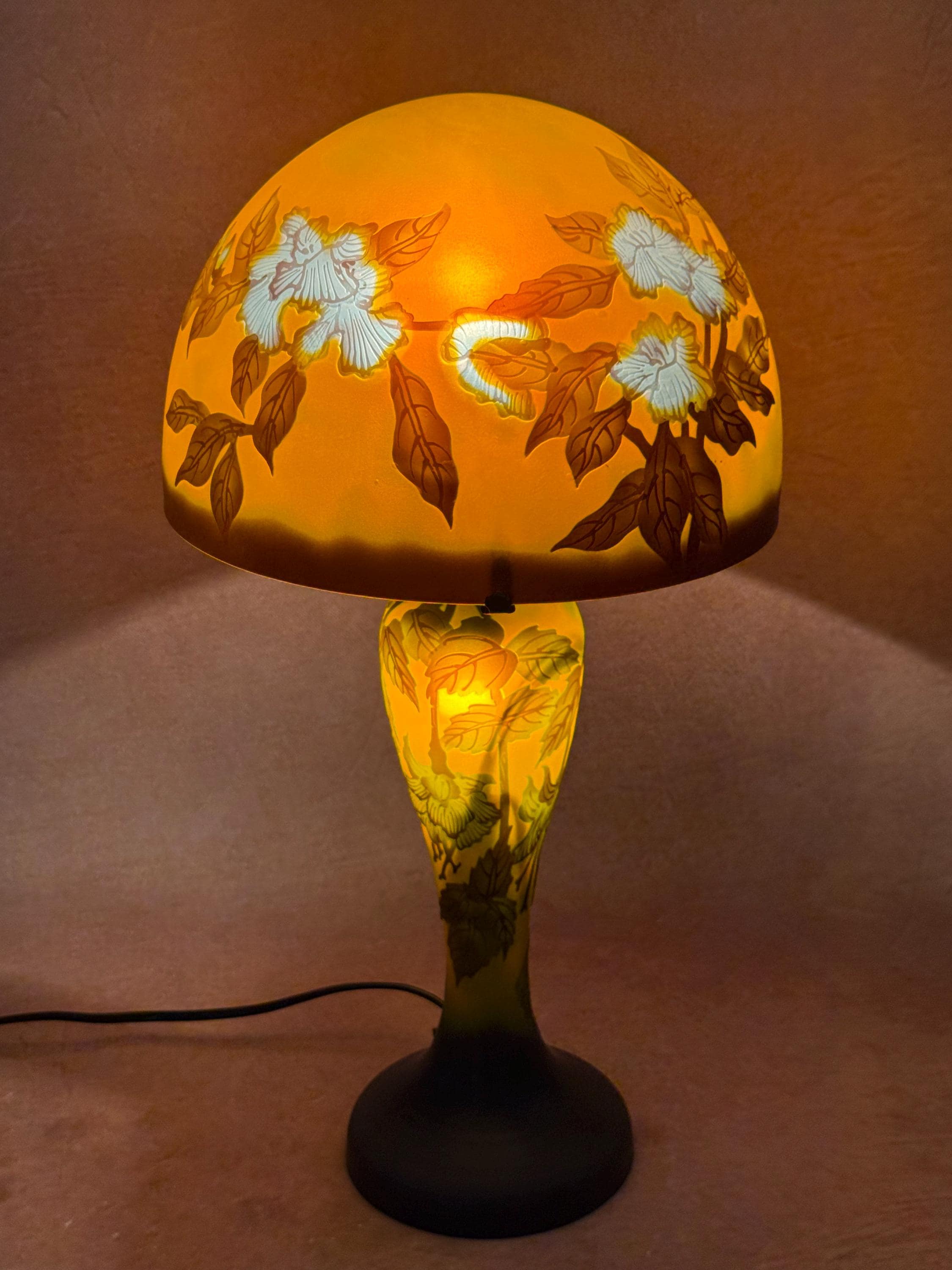 U2Antique Art Nouveau Stained Glass Table Lamp 10in Floral