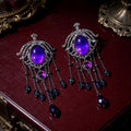 MourningGardenStudio Victorian Gothic Crystal Chandelier Tassel Earrings Purple