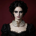 MourningGardenStudio Victorian Gothic Double Snake Pearl Choker