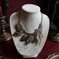 MourningGardenStudio Victorian Gothic Leaf Statement Necklace Antique Bronze