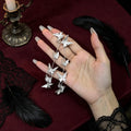 Gothic Butterfly Drop Earrings White Gold Plated For Vampire Ball Victorian Style