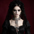Victorian Gothic Choker Necklace Antique Key Tassels