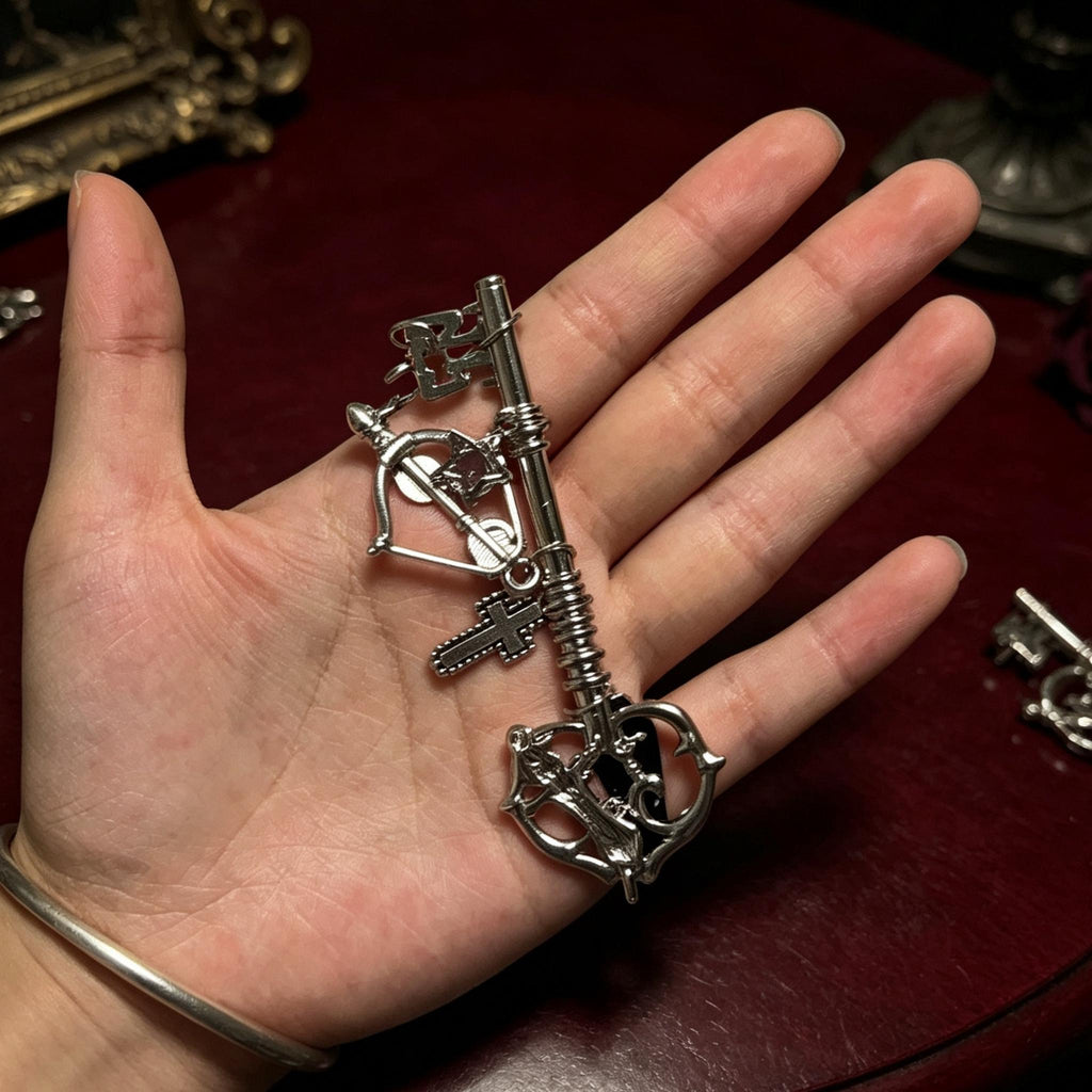 MourningGardenStudio Gothic Key Necklace Antique Charm Pendant Victorian