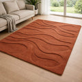 RugverseCreations Terracotta Wave Hand Tufted Wool Area Rug