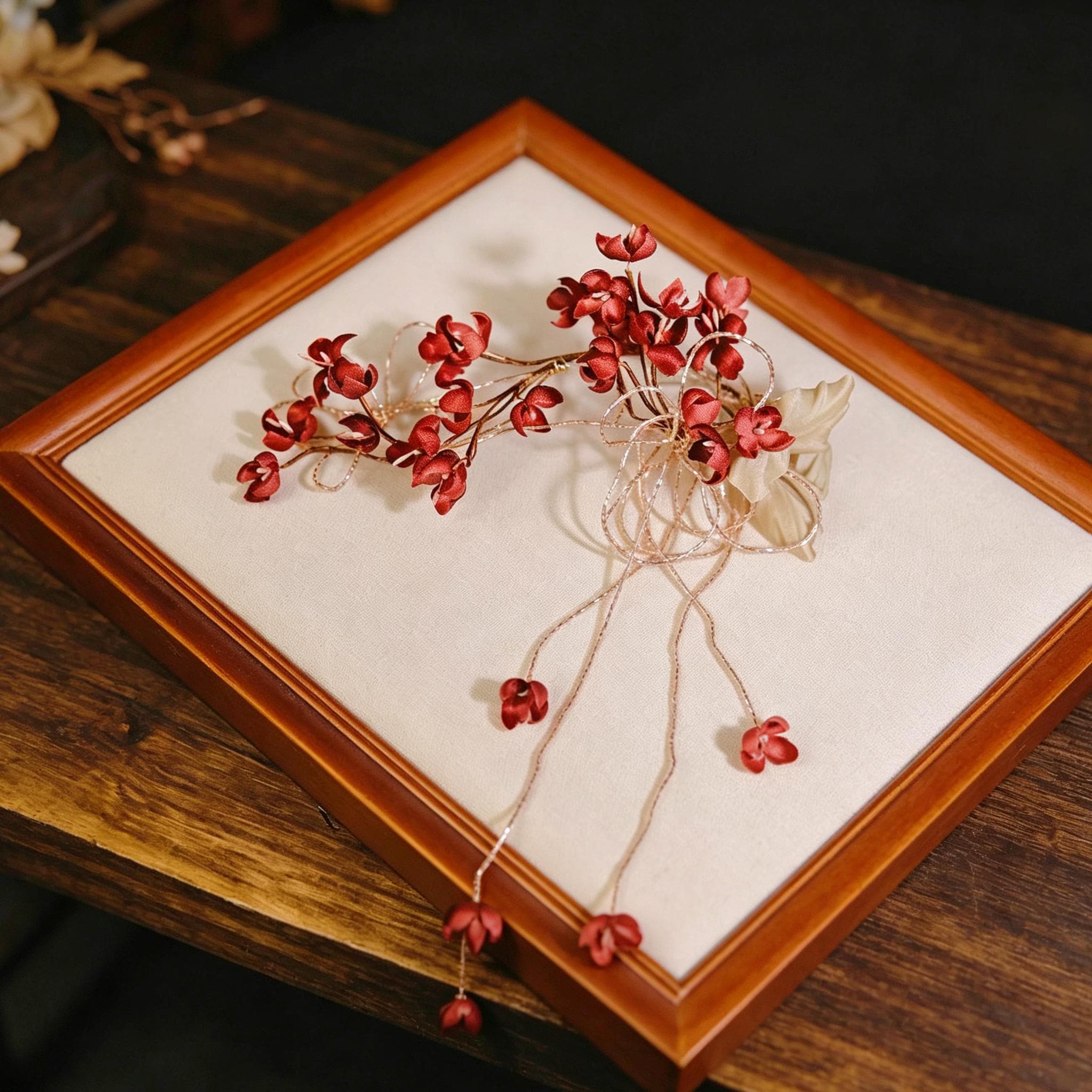 Handmade Red Flower Hair Vine Gothic Floral Headpiece Victorian Hair Accessory
