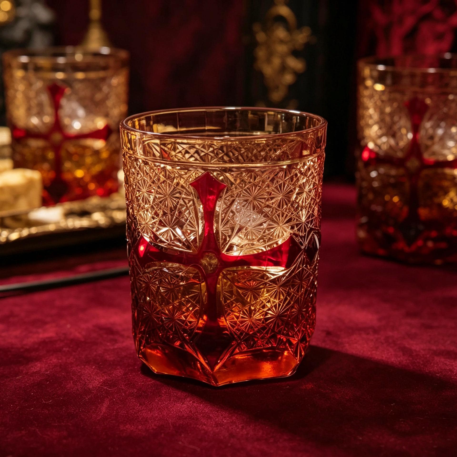 Hand Blown Crystal Tumbler Gothic Whiskey Glass Victorian Vampire