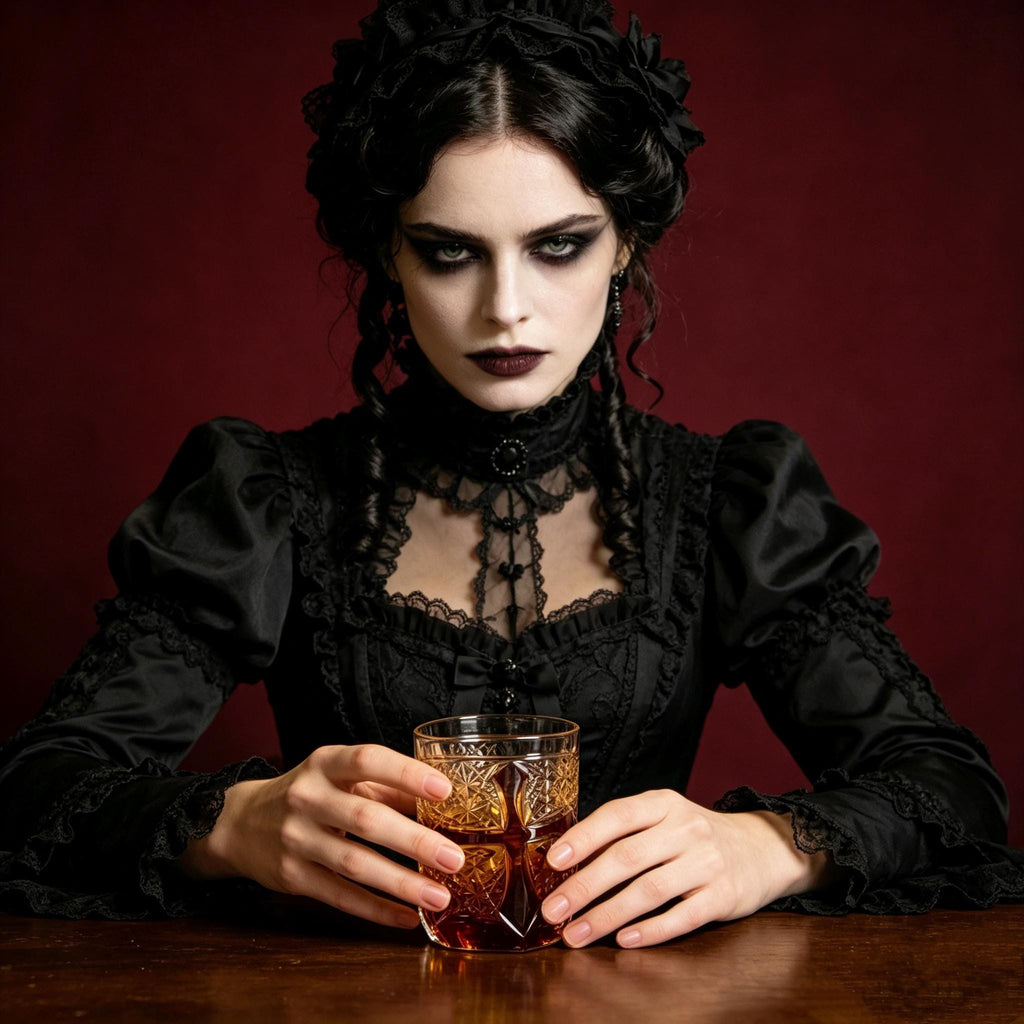 Hand Blown Crystal Tumbler Gothic Whiskey Glass Victorian Vampire