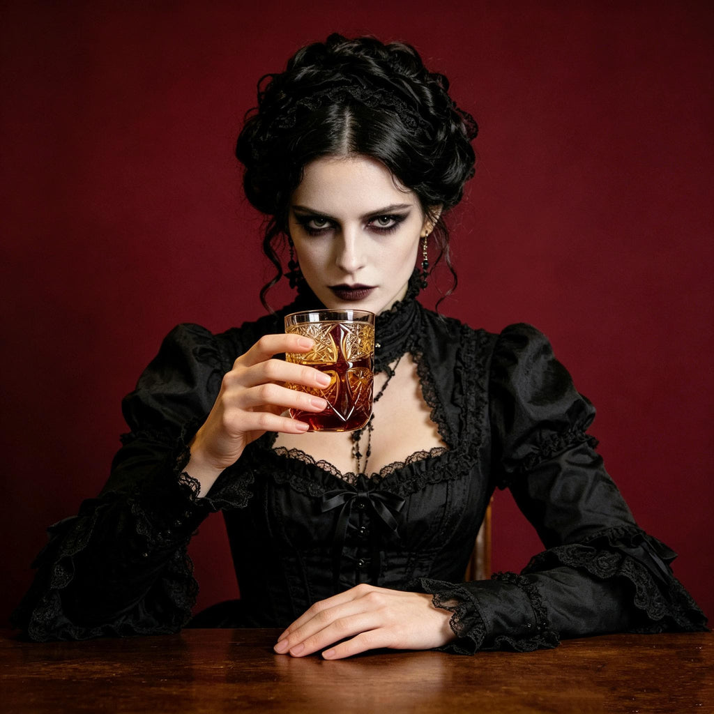 Hand Blown Crystal Tumbler Gothic Whiskey Glass Victorian Vampire