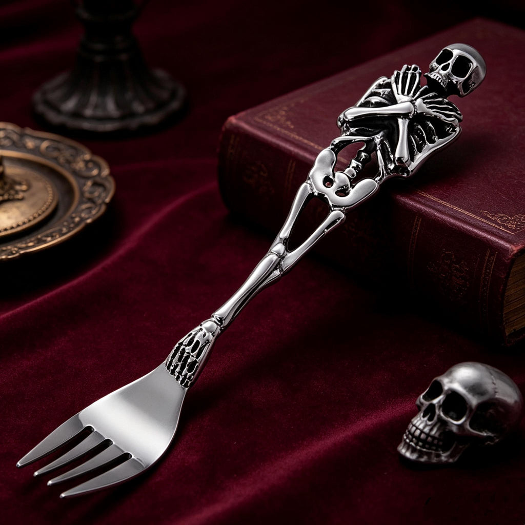 Gothic Skull Flatware Set Stainless Steel Spoon Fork Knife Dark Academia Tableware Gift