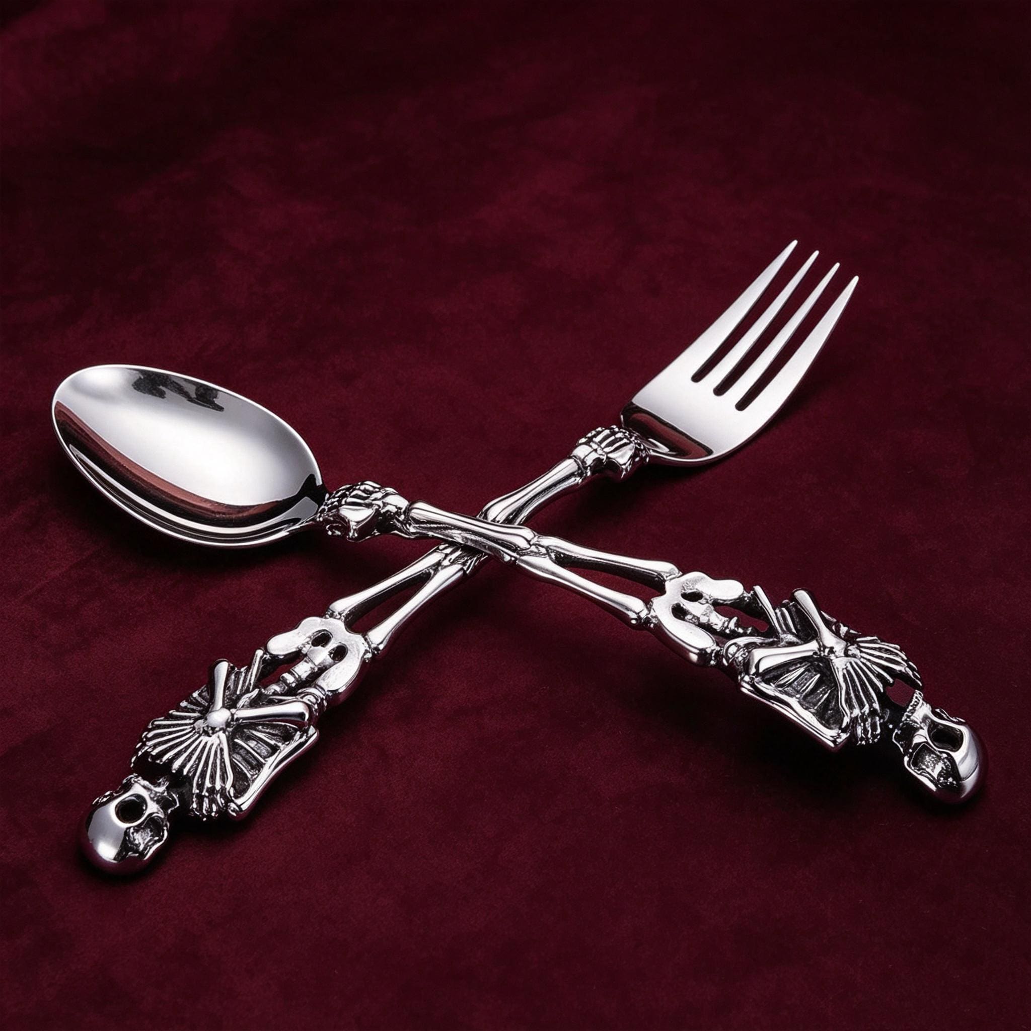 Gothic Skull Flatware Set Stainless Steel Spoon Fork Knife Dark Academia Tableware Gift