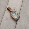 Handmade K2 Azurite Pendant: Copper Wire Wrapped Necklace Jewelry