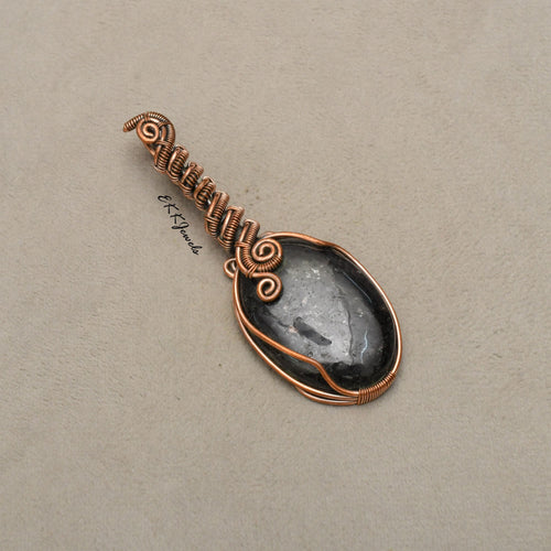 EkkJewels Nuummite Pendant Handmade Copper Wire Wrapped Necklace Jewelry