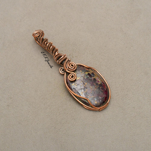 EkkJewels Handmade Copper Wire Wrapped Garnet Pendant Necklace