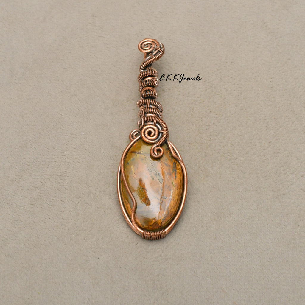 EkkJewels Neelite Gemstone Pendant Handmade Copper Wire Wrapped Necklace