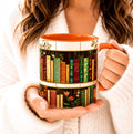LELORESTORE Floral Bookshelf Stained Glass Ceramic Mug Book Lover Gift