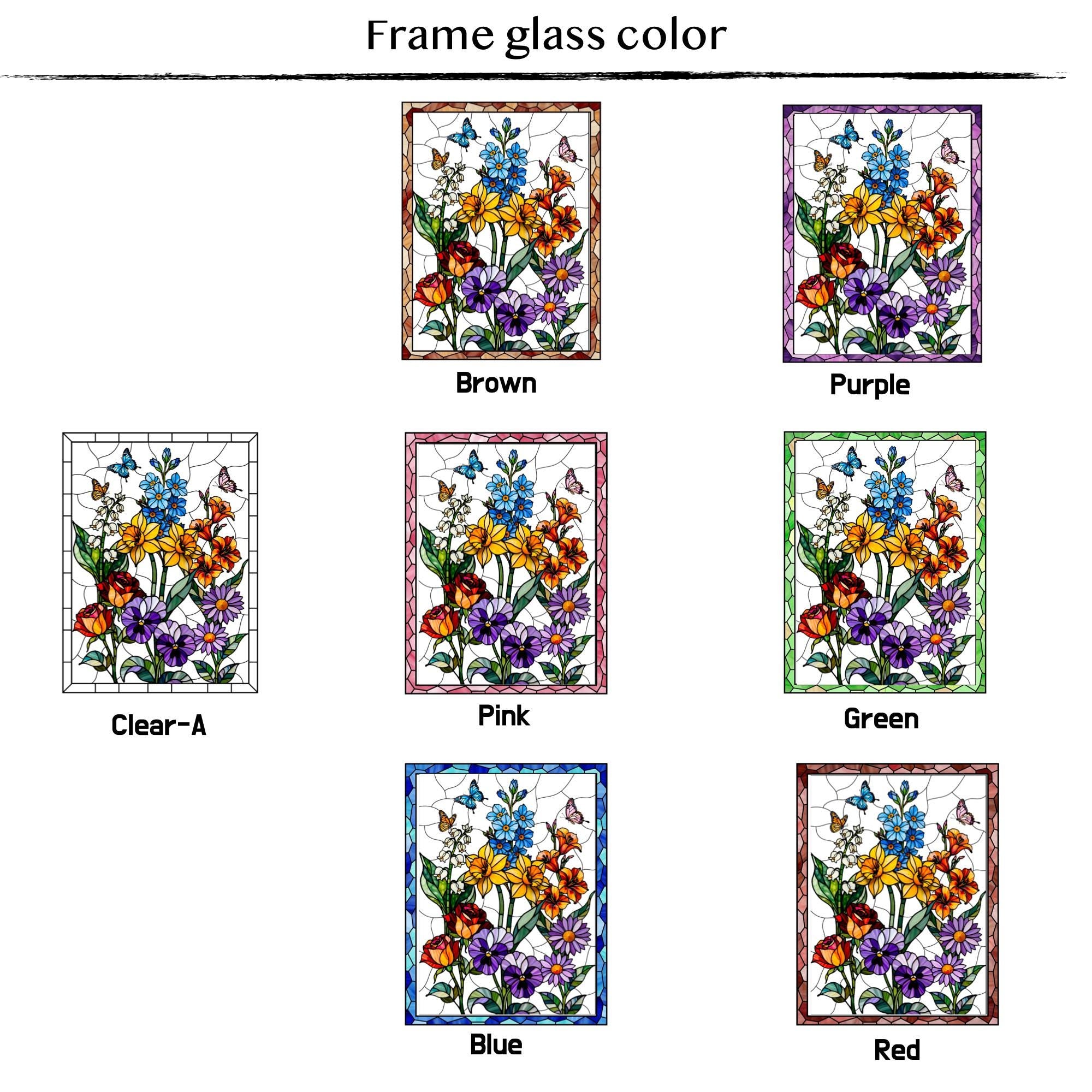 RainLine Custom Birth Flower Bouquet Stained Glass Suncatcher Personalized