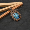 Handmade Copper Wire Wrapped Labradorite Pendant Necklace Jewelry