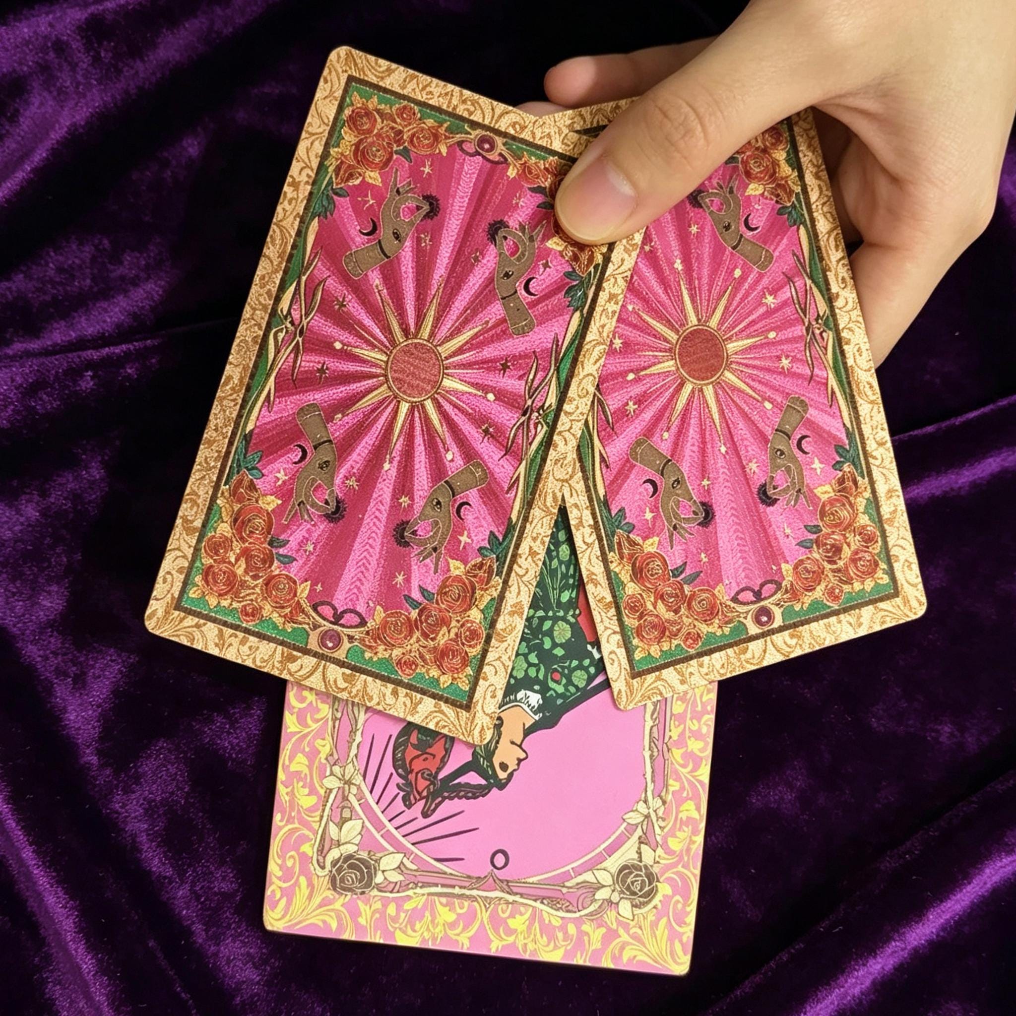 Pink Gothic Tarot Deck Rider Waite Inspired Waterproof Cards