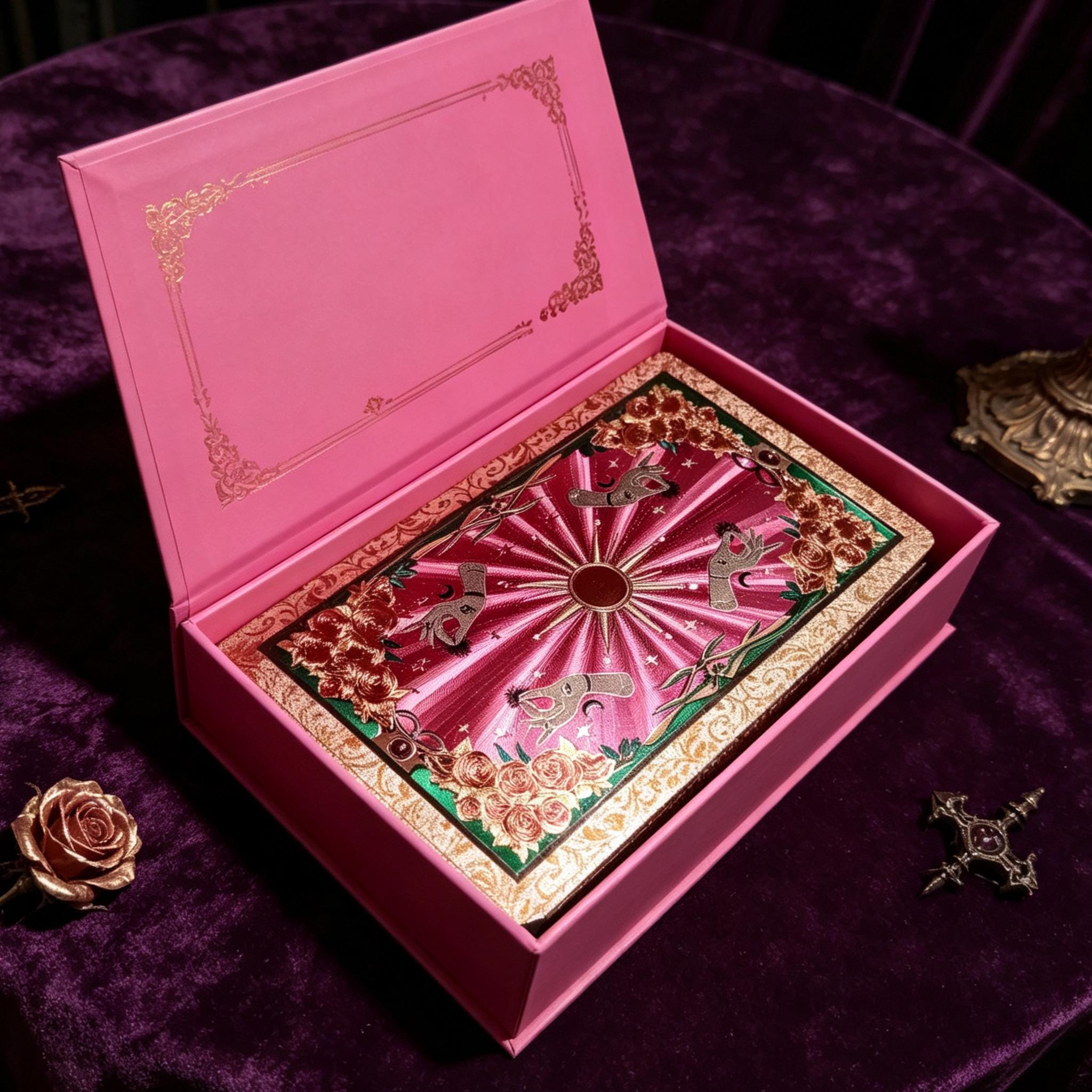 Pink Gothic Tarot Deck Rider Waite Inspired Waterproof Cards