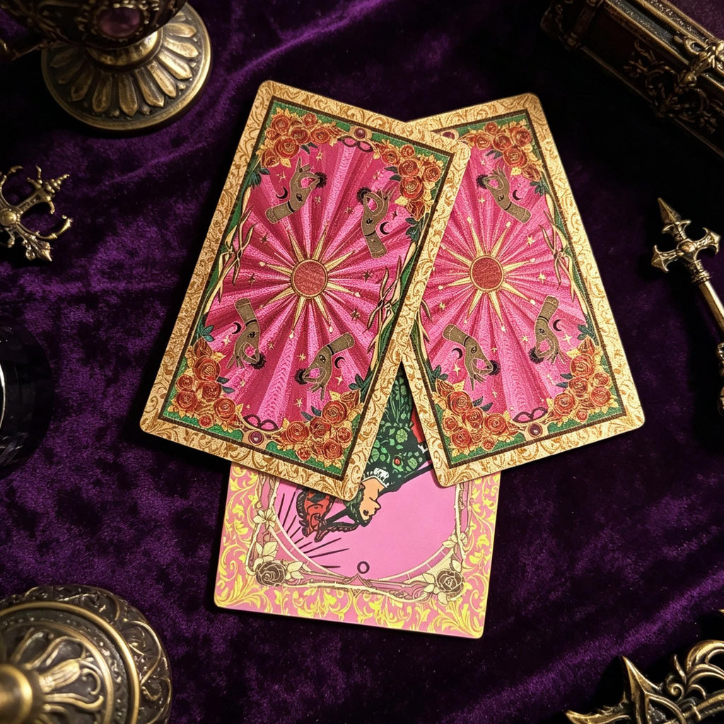 Pink Gothic Tarot Deck Rider Waite Inspired Waterproof Cards