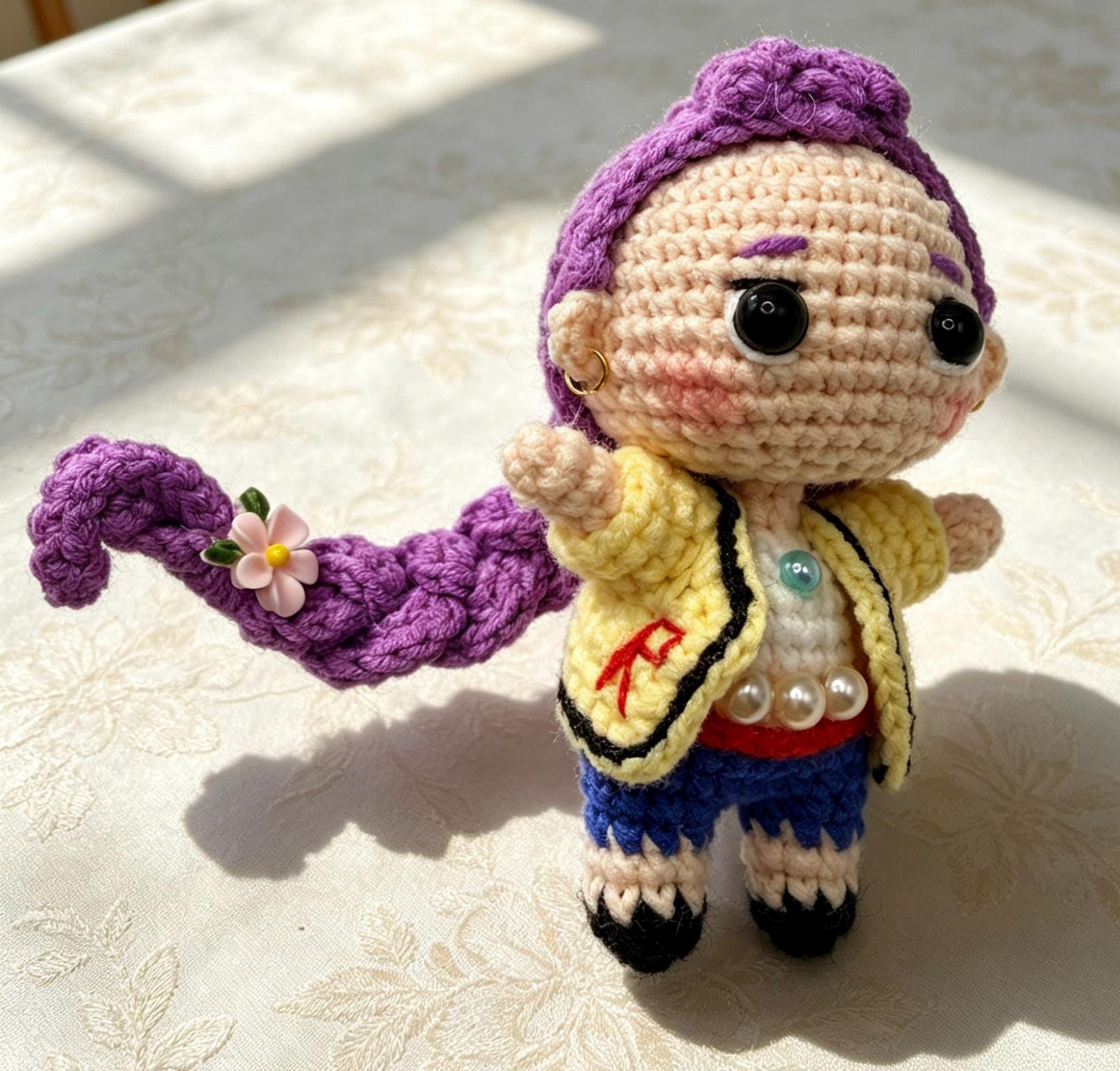 CrochetRecipe Handmade Amigurumi K-Pop Girl Keychain 3in Cotton
